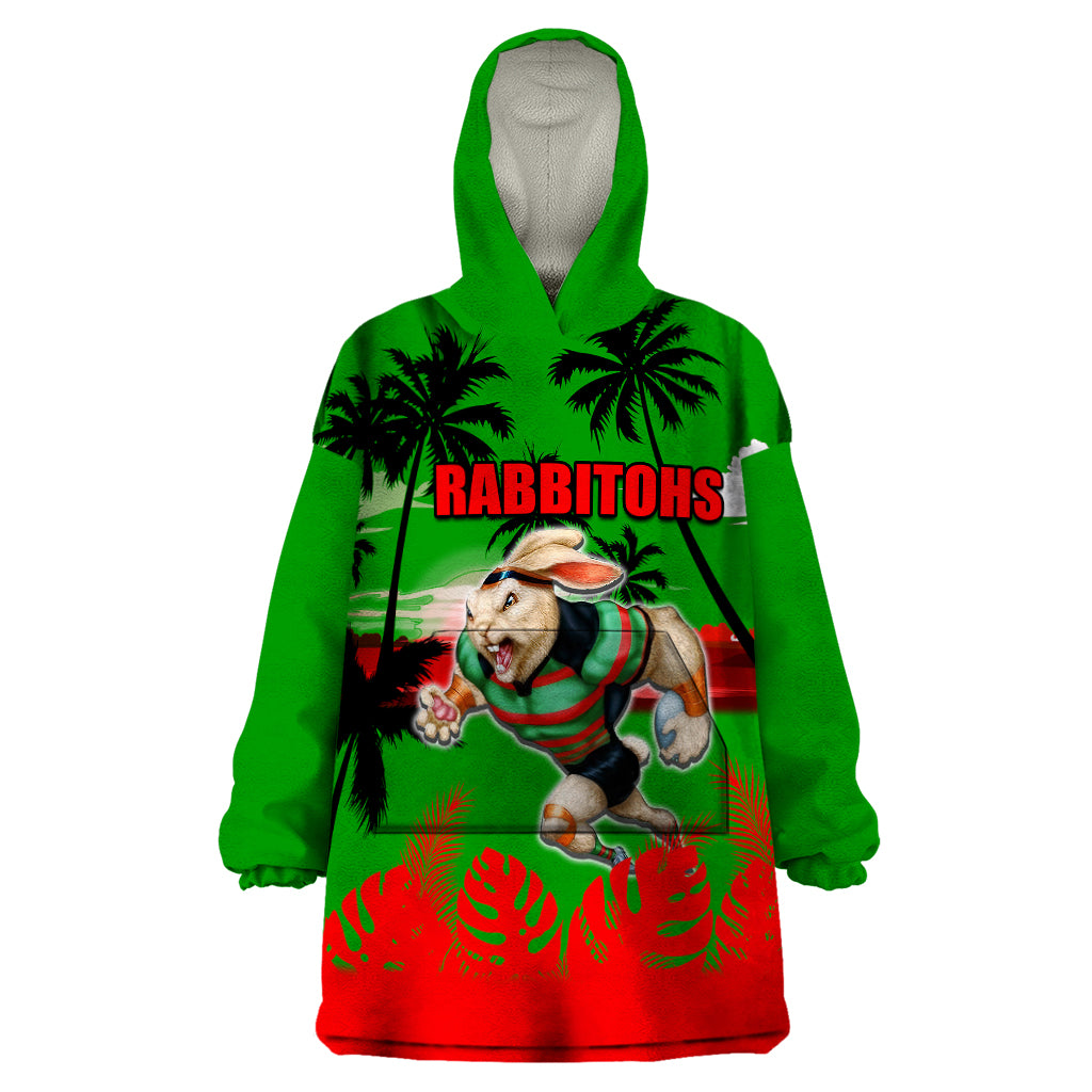 NRL Rabbitohs Wearable Blanket Hoodie Summer Vibe Style - Vibe Hoodie Shop