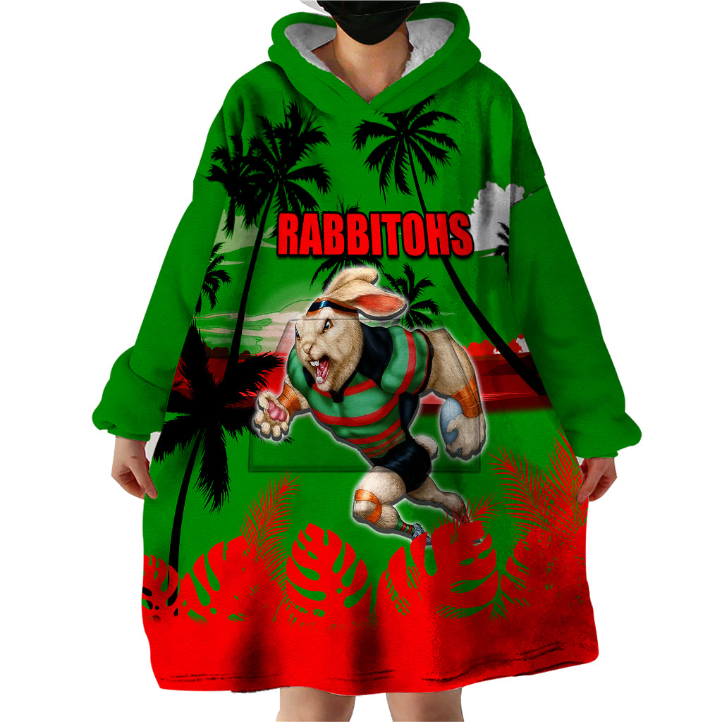 NRL Rabbitohs Wearable Blanket Hoodie Summer Vibe Style - Vibe Hoodie Shop