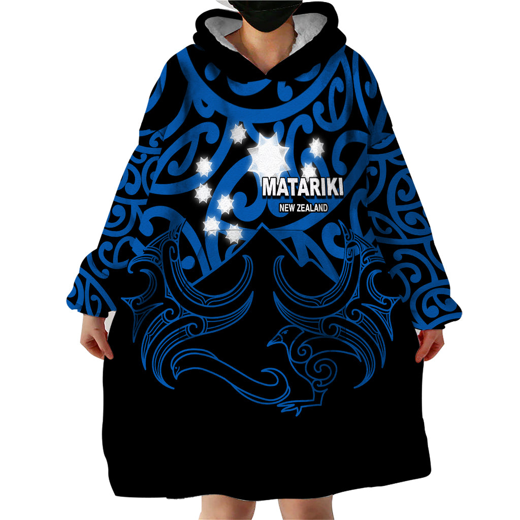 Matariki New Zealand Wearable Blanket Hoodie Maori New Year Blue - Vibe Hoodie Shop