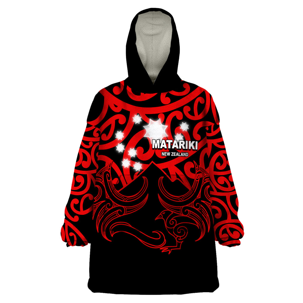 Matariki New Zealand Wearable Blanket Hoodie Maori New Year Red - Vibe Hoodie Shop