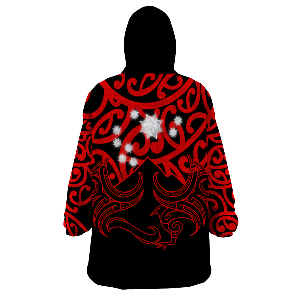 Matariki New Zealand Wearable Blanket Hoodie Maori New Year Red - Vibe Hoodie Shop