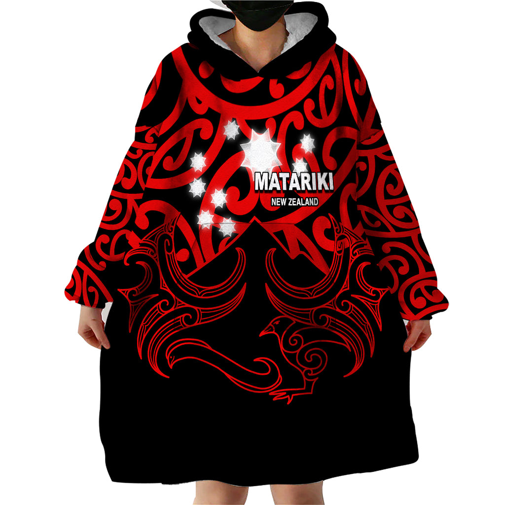 Matariki New Zealand Wearable Blanket Hoodie Maori New Year Red - Vibe Hoodie Shop