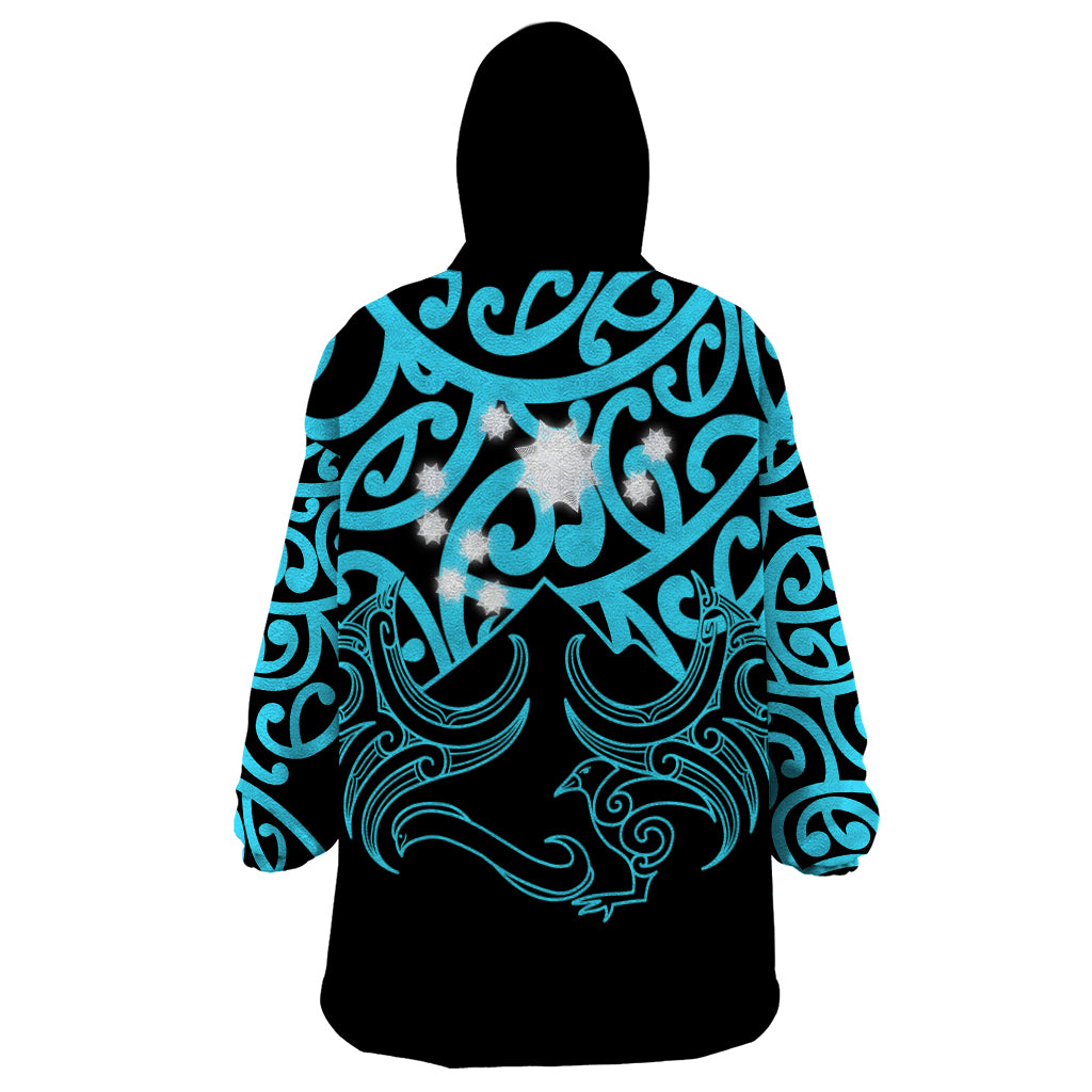 Matariki New Zealand Wearable Blanket Hoodie Maori New Year Light Blue - Vibe Hoodie Shop