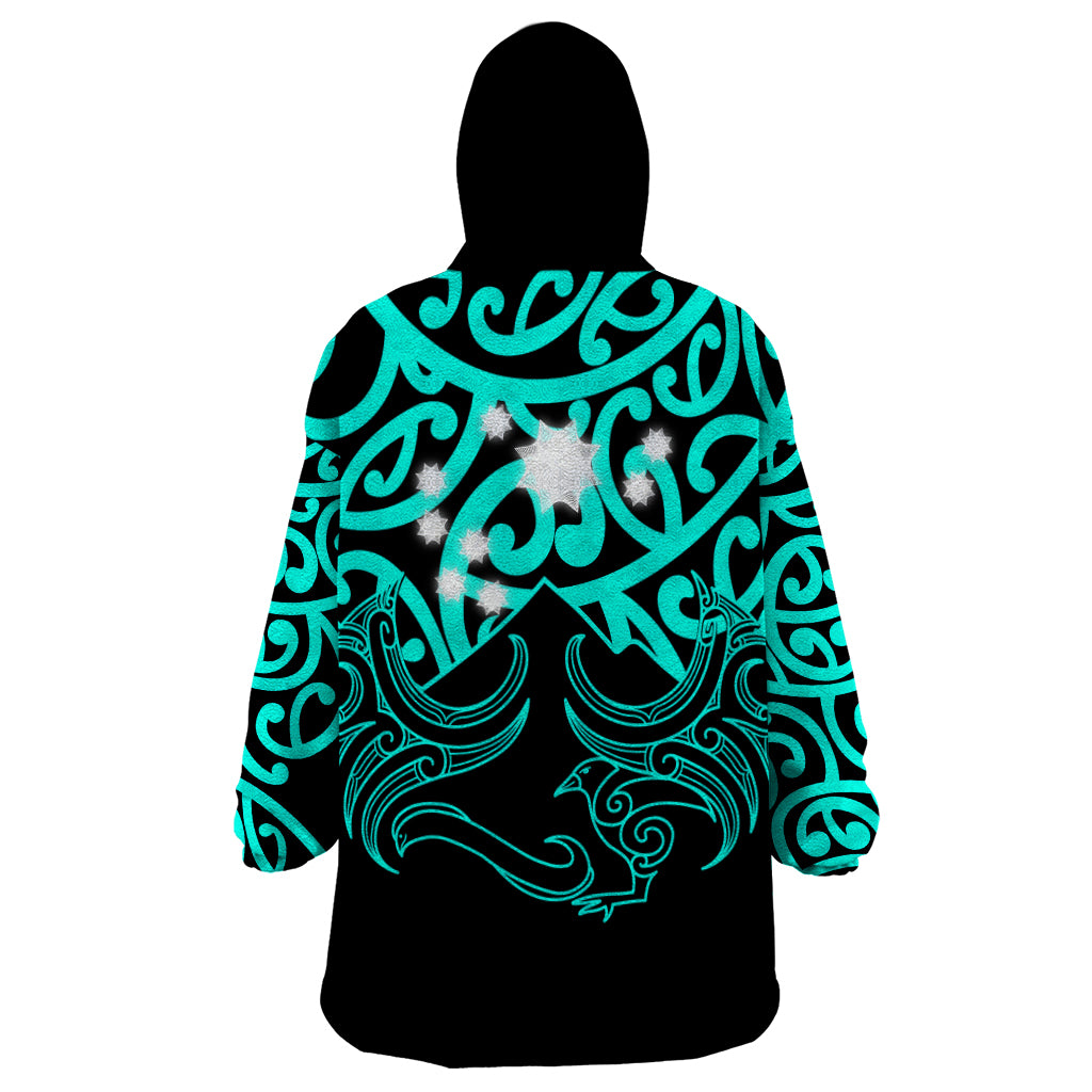 Matariki New Zealand Wearable Blanket Hoodie Maori New Year Turquoise - Vibe Hoodie Shop