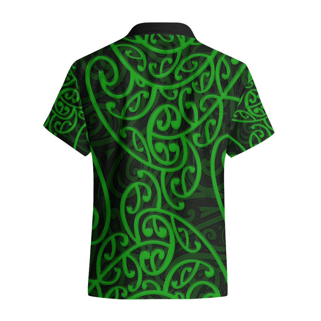 New Zealand Hawaiian Shirt Maori Pattern Green - Vibe Hoodie Shop