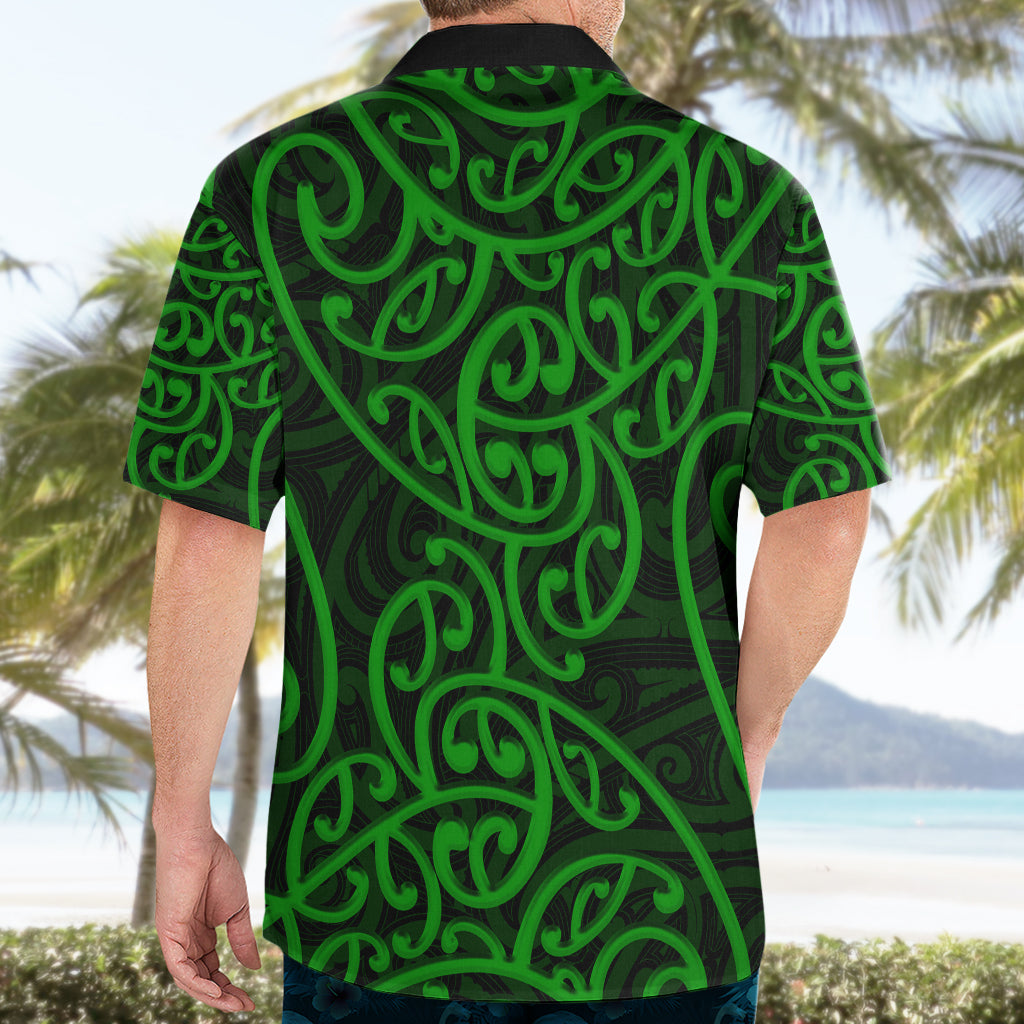 New Zealand Hawaiian Shirt Maori Pattern Green - Vibe Hoodie Shop