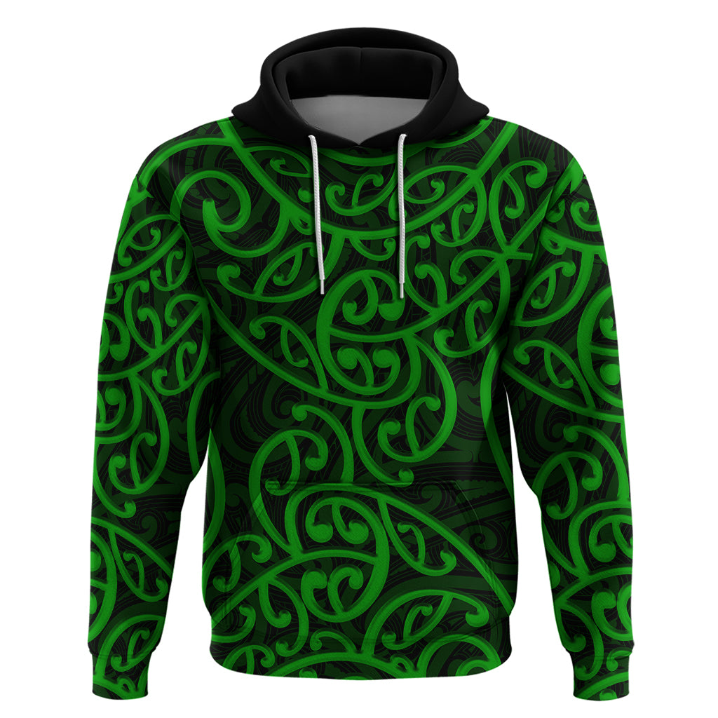 New Zealand Hoodie Maori Pattern Green LT6 - Vibe Hoodie Shop
