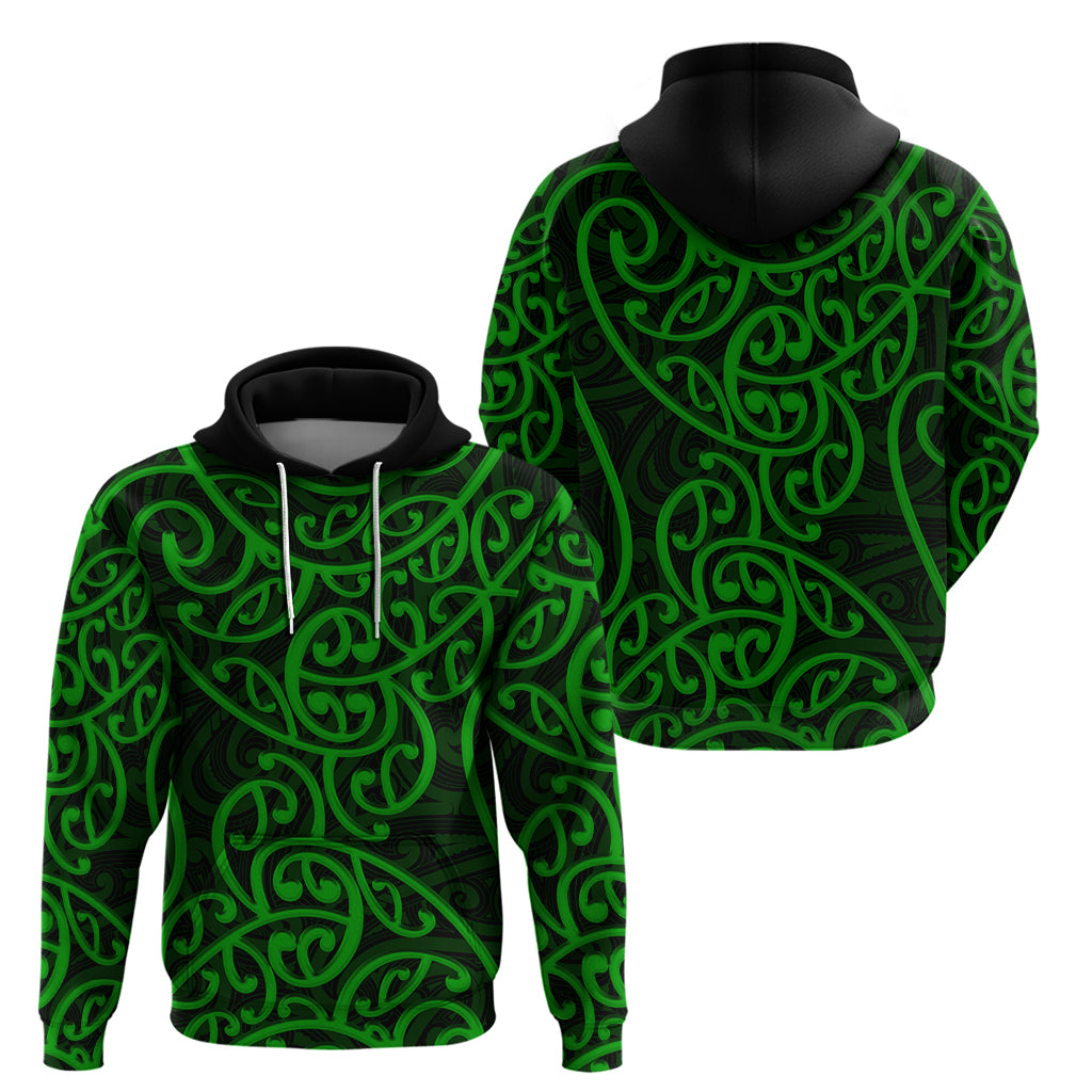 New Zealand Hoodie Maori Pattern Green LT6 - Vibe Hoodie Shop