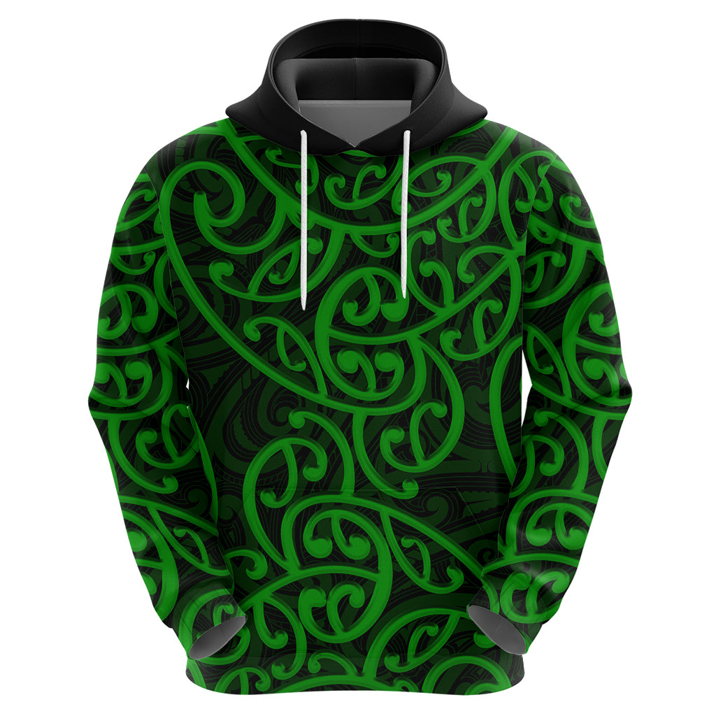 New Zealand Hoodie Maori Pattern Green LT6 - Vibe Hoodie Shop