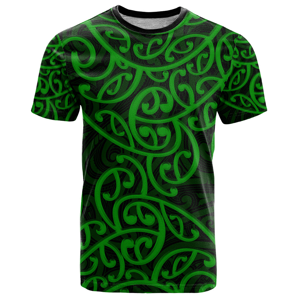 New Zealand T Shirt Maori Pattern Green - Vibe Hoodie Shop