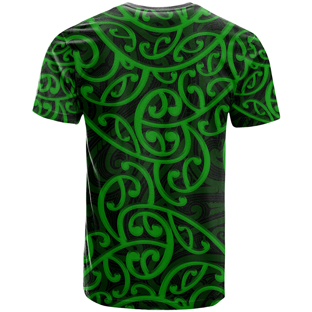 New Zealand T Shirt Maori Pattern Green - Vibe Hoodie Shop