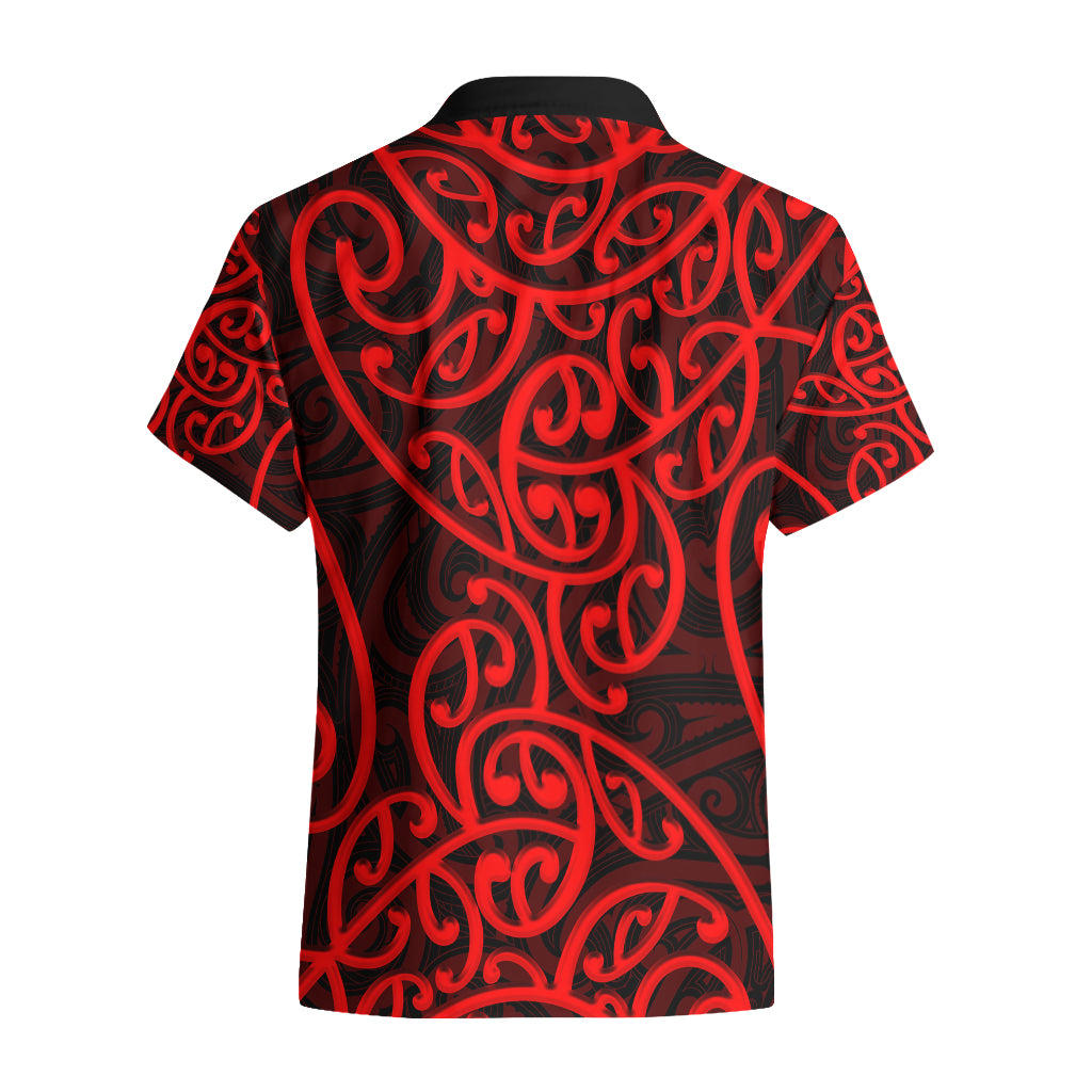 New Zealand Hawaiian Shirt Maori Pattern Red - Vibe Hoodie Shop