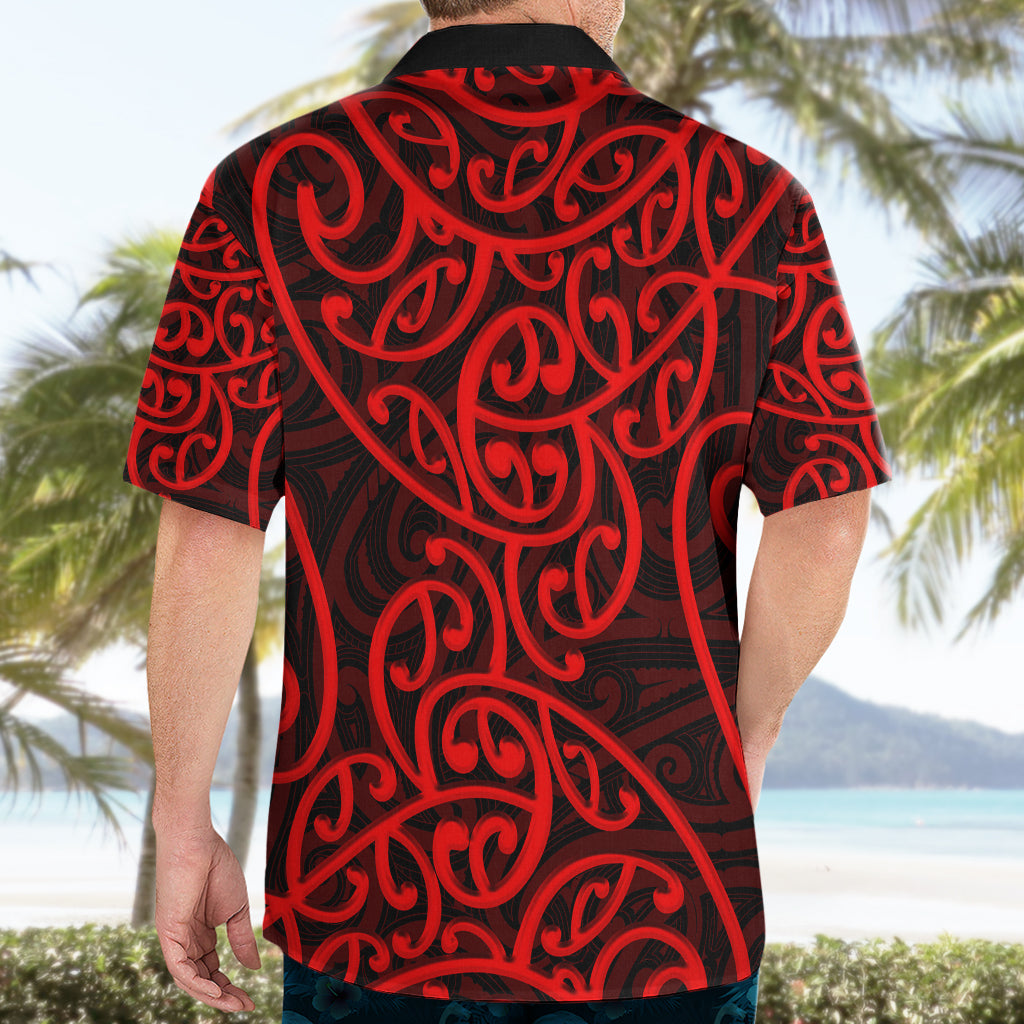 New Zealand Hawaiian Shirt Maori Pattern Red - Vibe Hoodie Shop