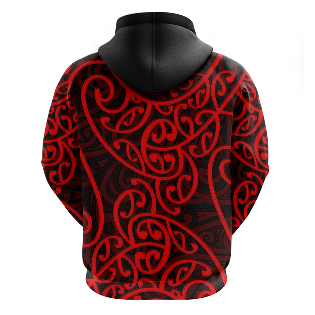 New Zealand Hoodie Maori Pattern Red LT6 - Vibe Hoodie Shop