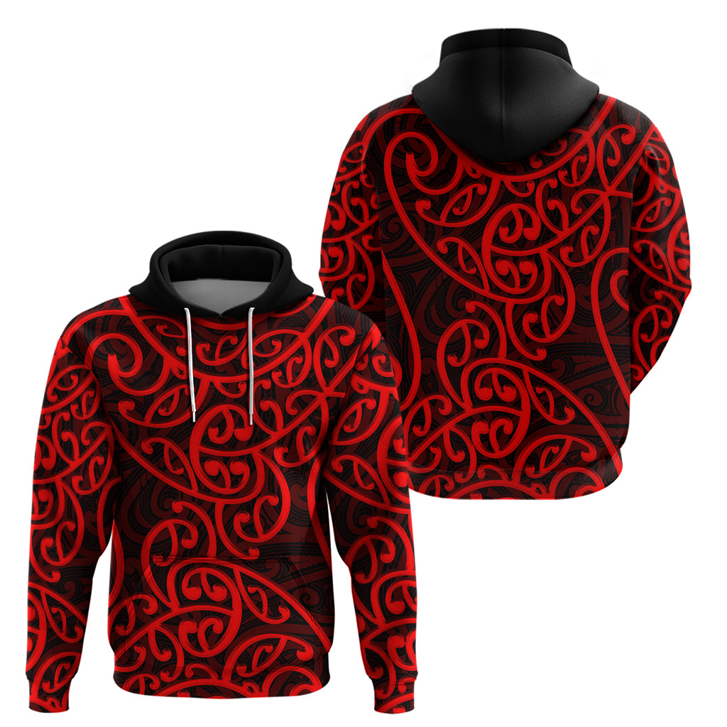 New Zealand Hoodie Maori Pattern Red LT6 - Vibe Hoodie Shop