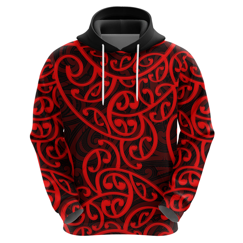 New Zealand Hoodie Maori Pattern Red LT6 - Vibe Hoodie Shop