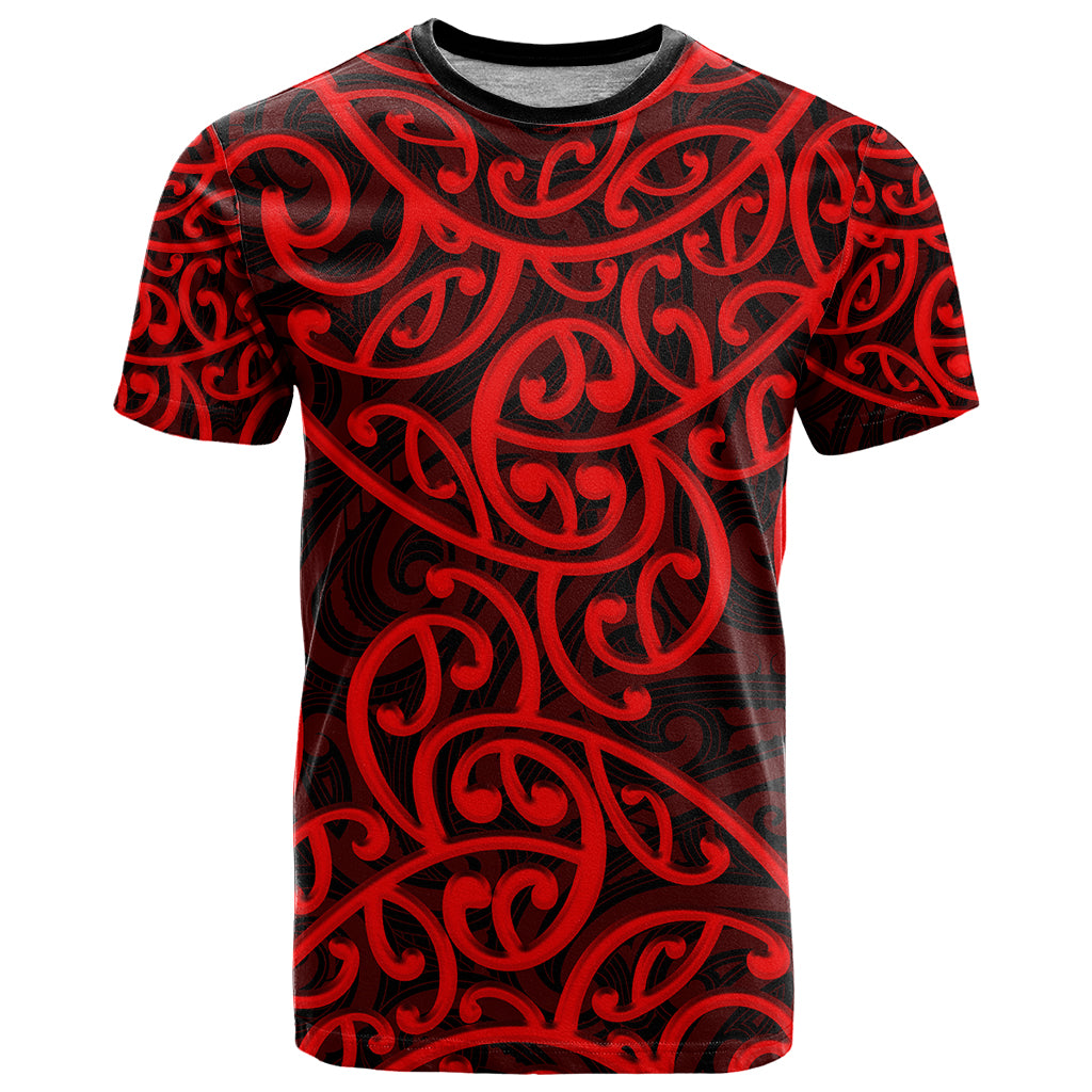 New Zealand T Shirt Maori Pattern Red - Vibe Hoodie Shop