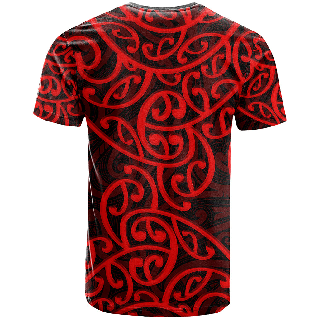 New Zealand T Shirt Maori Pattern Red - Vibe Hoodie Shop