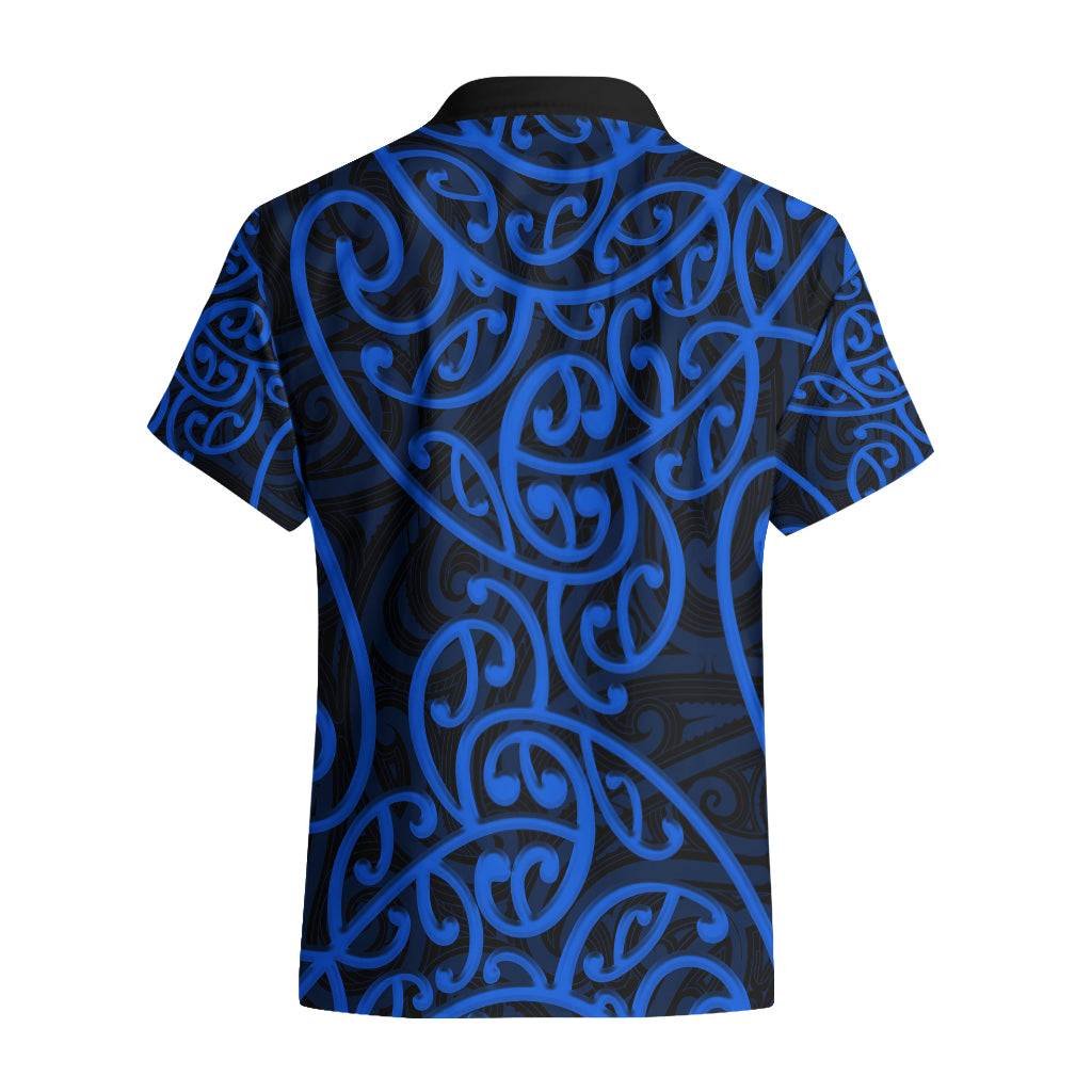 New Zealand Hawaiian Shirt Maori Pattern Blue - Vibe Hoodie Shop