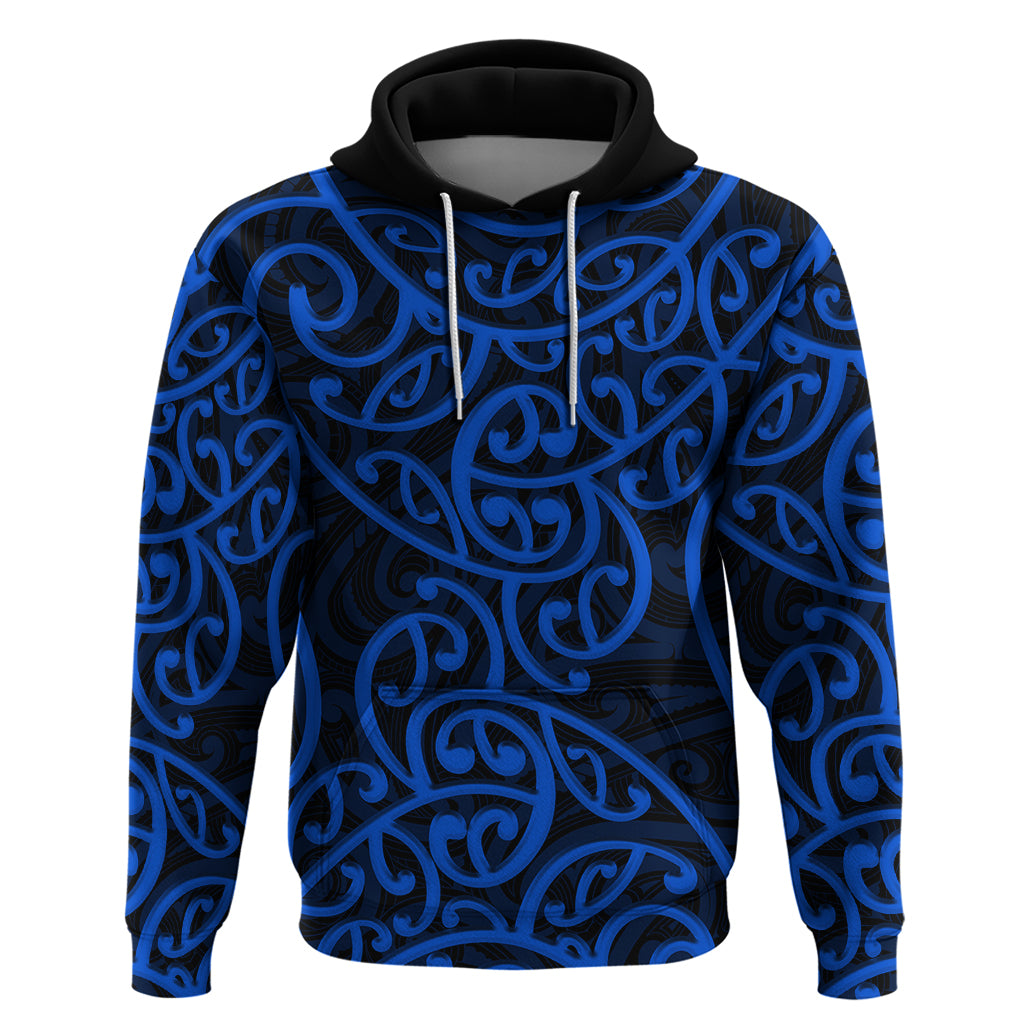 New Zealand Hoodie Maori Pattern Blue LT6 - Vibe Hoodie Shop