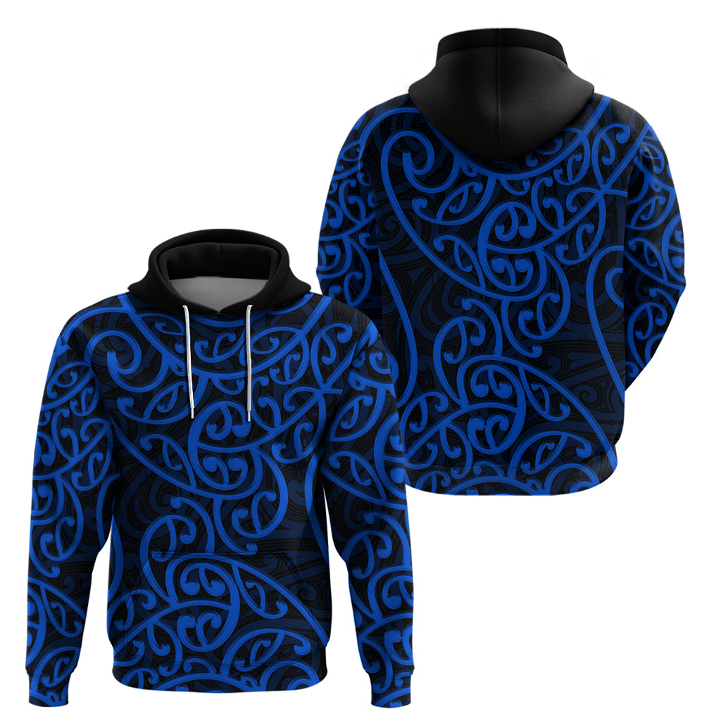 New Zealand Hoodie Maori Pattern Blue LT6 - Vibe Hoodie Shop