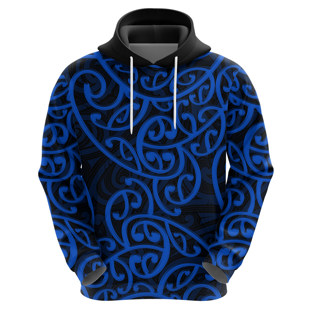 New Zealand Hoodie Maori Pattern Blue LT6 - Vibe Hoodie Shop
