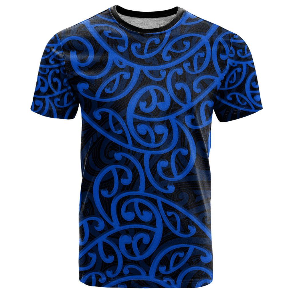 New Zealand T Shirt Maori Pattern Blue - Vibe Hoodie Shop