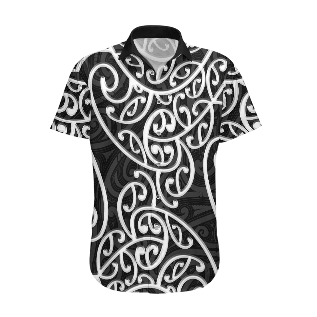 New Zealand Hawaiian Shirt Maori Pattern White - Vibe Hoodie Shop