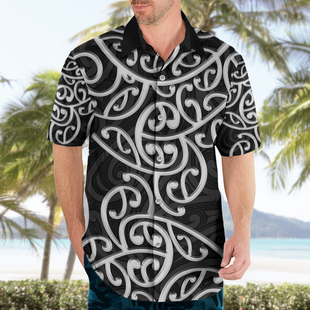 New Zealand Hawaiian Shirt Maori Pattern White - Vibe Hoodie Shop