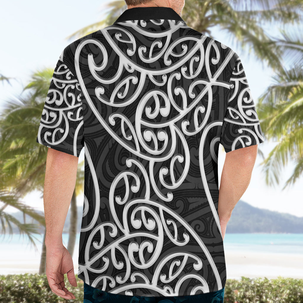New Zealand Hawaiian Shirt Maori Pattern White - Vibe Hoodie Shop