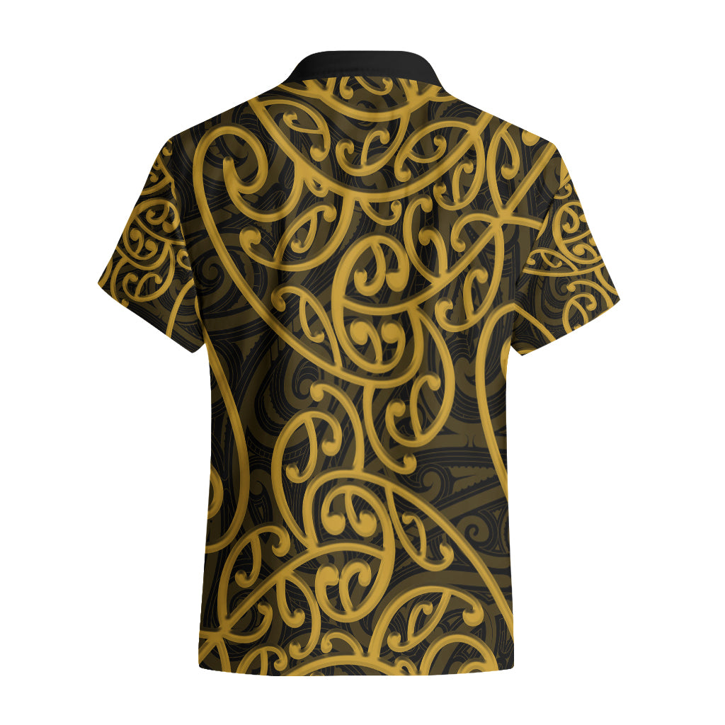 New Zealand Hawaiian Shirt Maori Pattern Gold - Vibe Hoodie Shop