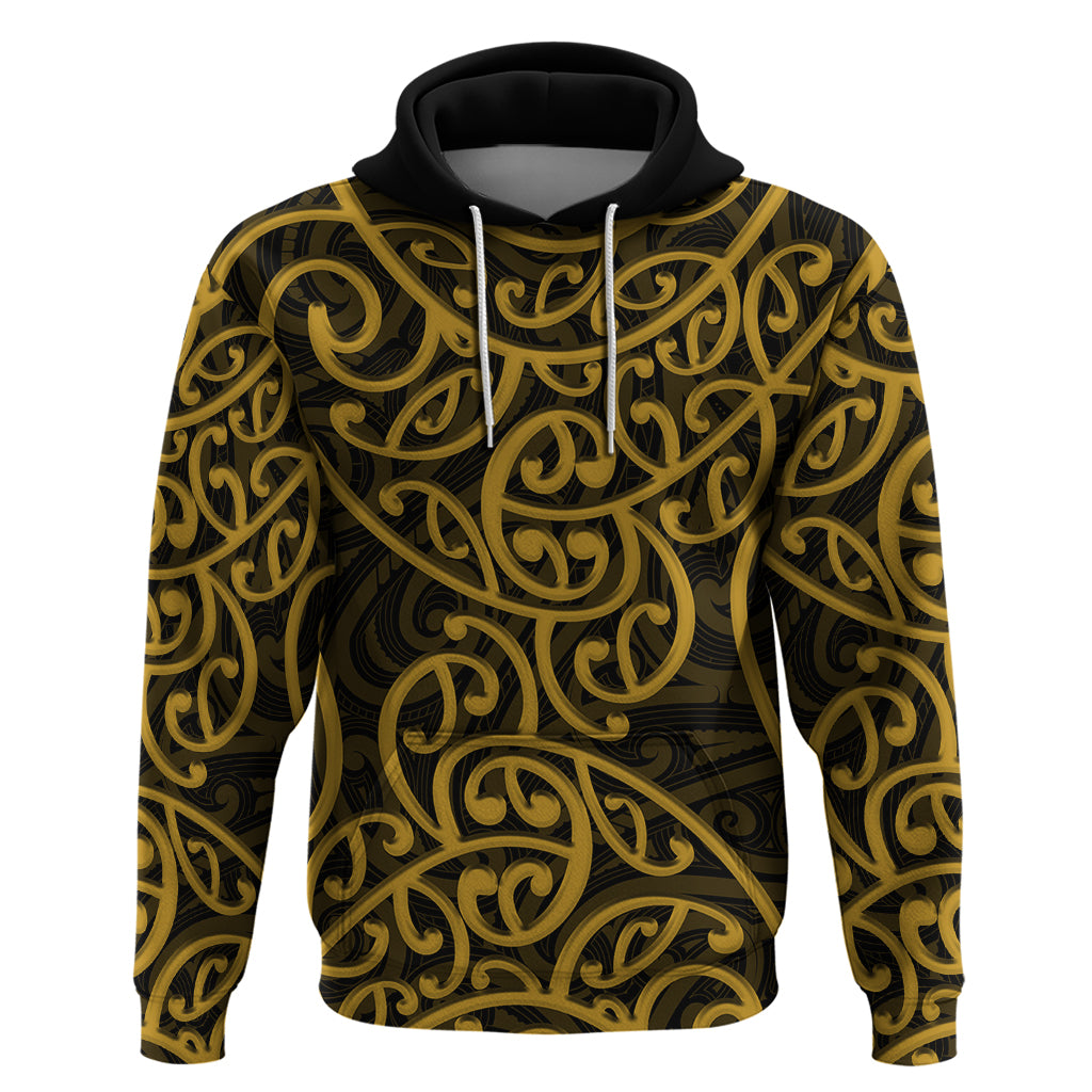 New Zealand Hoodie Maori Pattern Gold LT6 - Vibe Hoodie Shop
