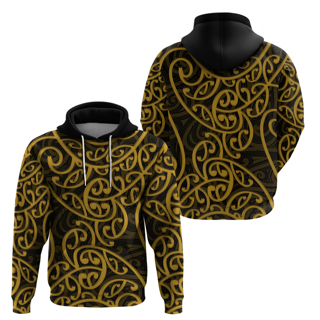 New Zealand Hoodie Maori Pattern Gold LT6 - Vibe Hoodie Shop