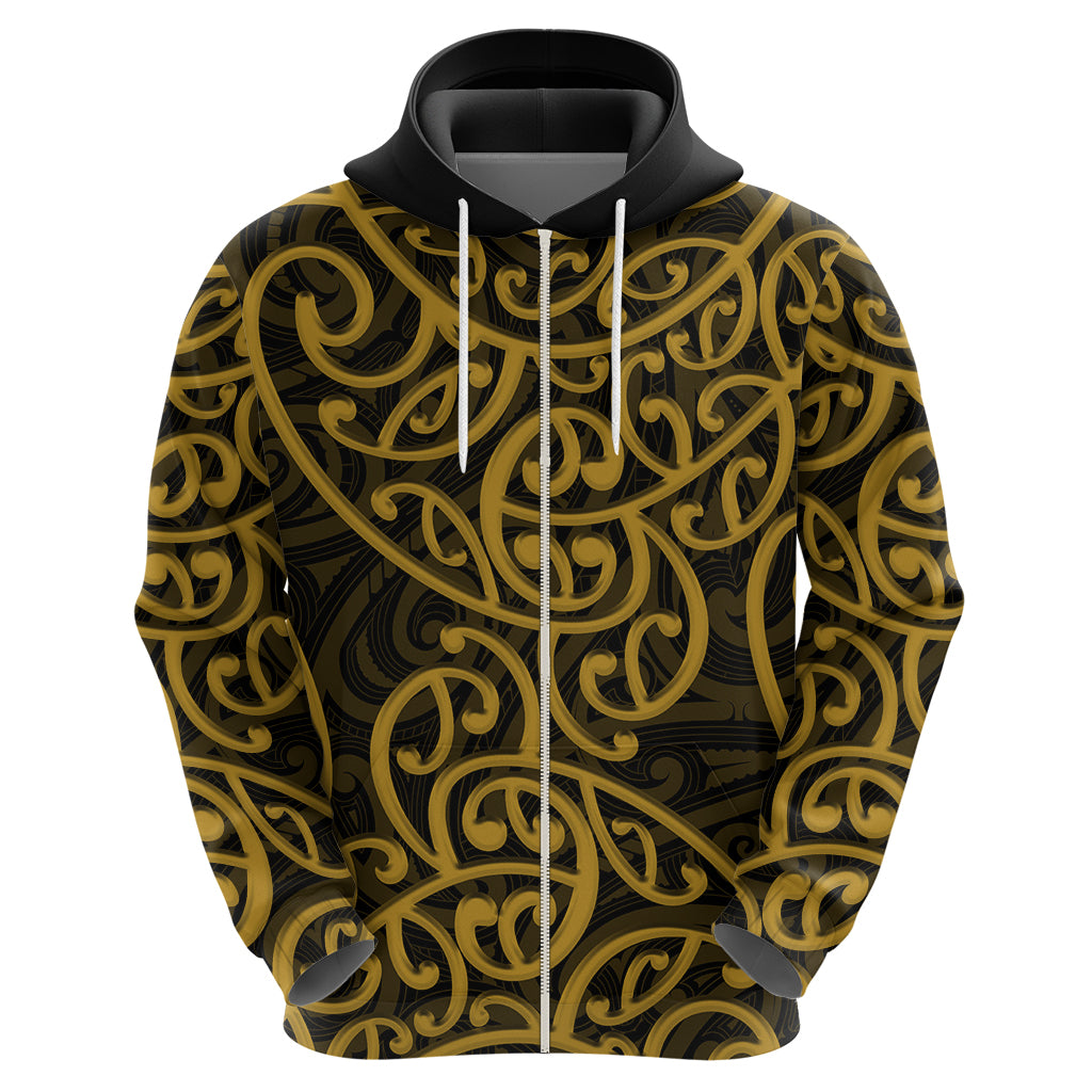 New Zealand Hoodie Maori Pattern Gold LT6 - Vibe Hoodie Shop
