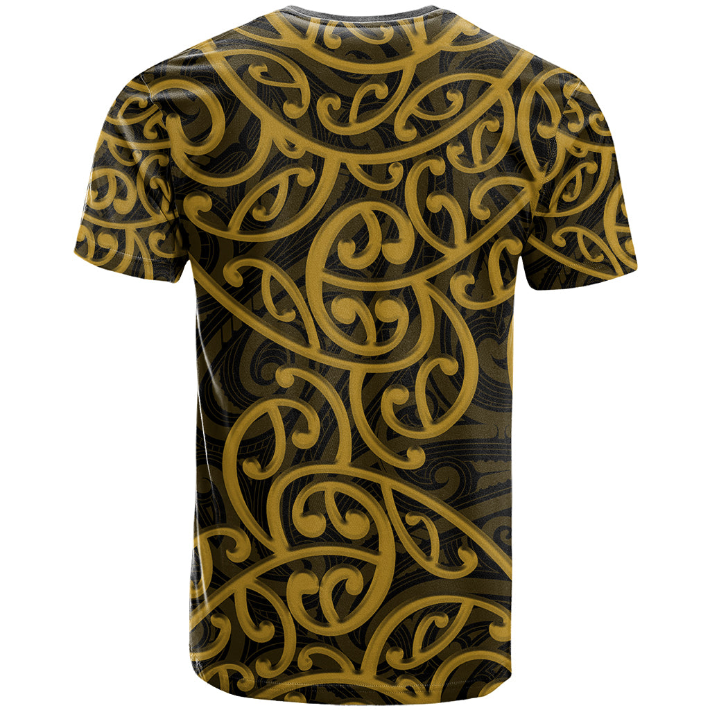 New Zealand T Shirt Maori Pattern Gold - Vibe Hoodie Shop