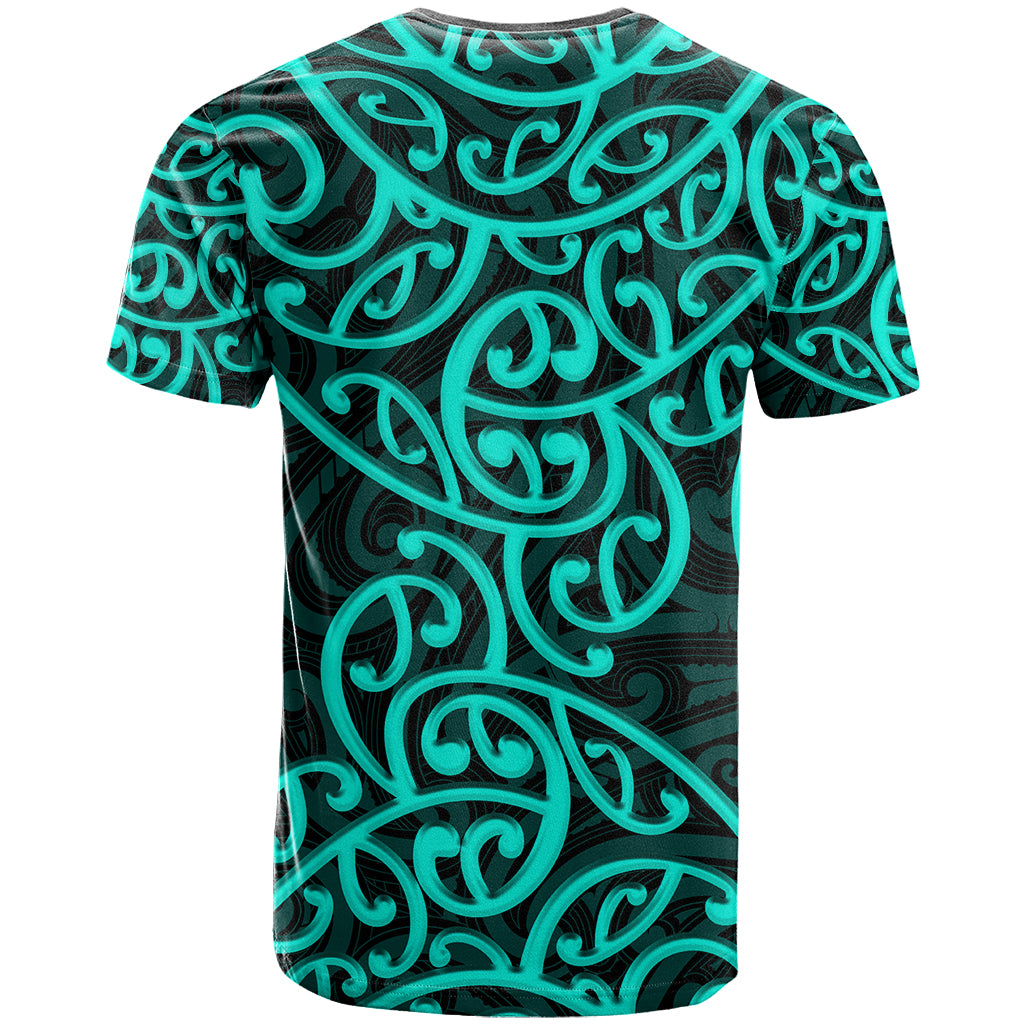 New Zealand T Shirt Maori Pattern Turquoise - Vibe Hoodie Shop