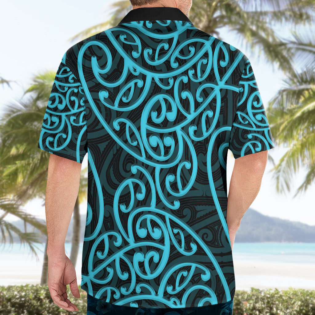 New Zealand Hawaiian Shirt Maori Pattern Light Blue - Vibe Hoodie Shop