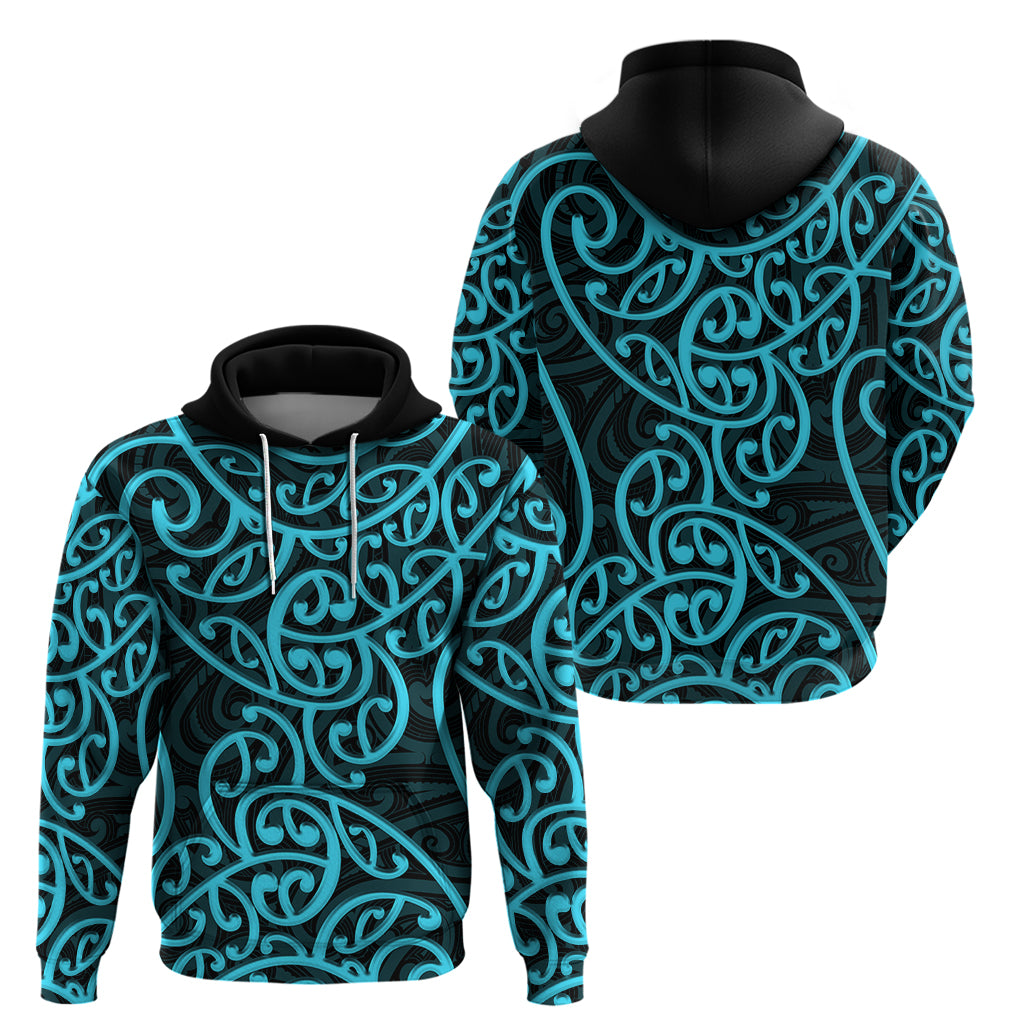 New Zealand Hoodie Maori Pattern Light Blue LT6 - Vibe Hoodie Shop