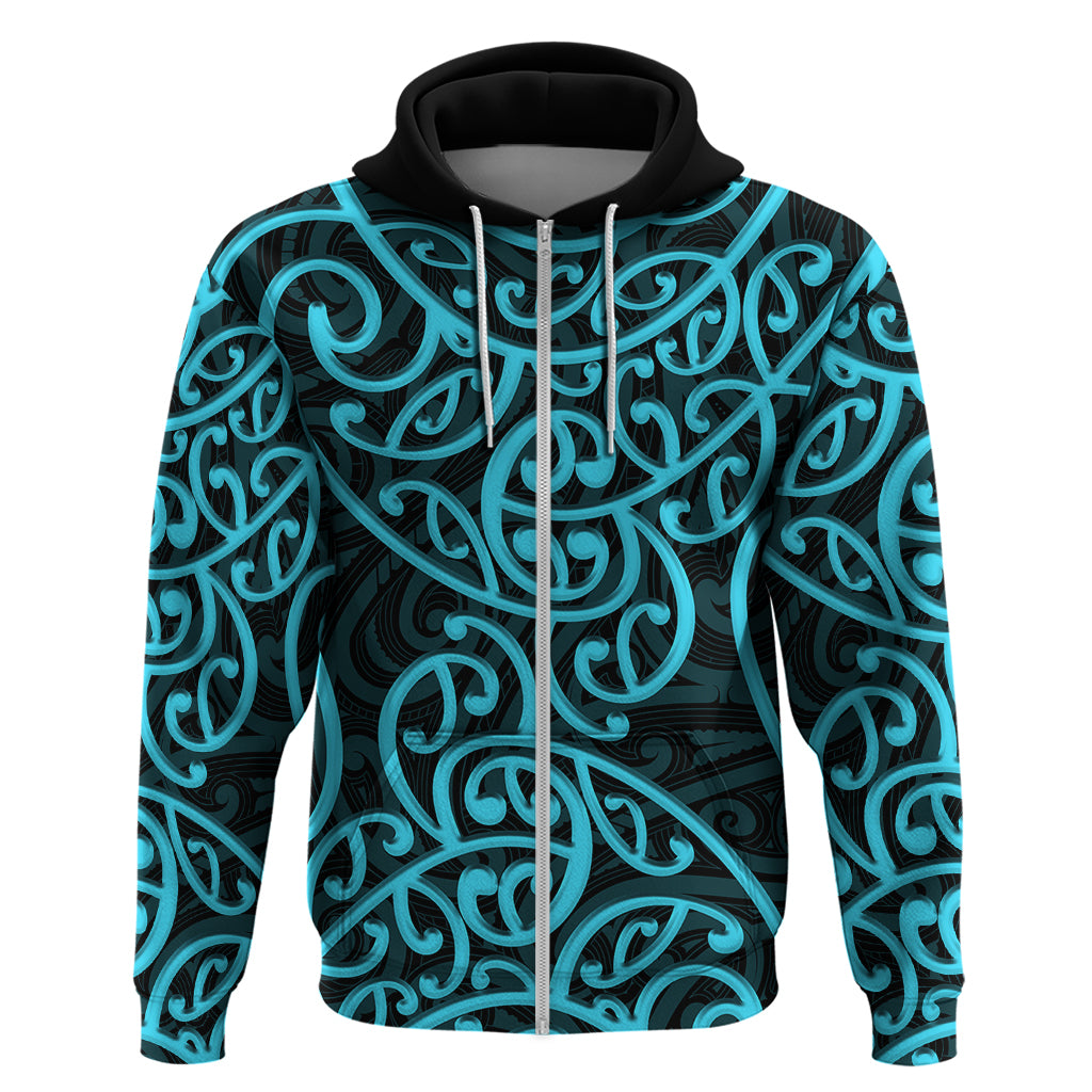 New Zealand Hoodie Maori Pattern Light Blue LT6 - Vibe Hoodie Shop