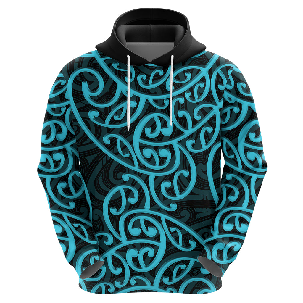 New Zealand Hoodie Maori Pattern Light Blue LT6 - Vibe Hoodie Shop