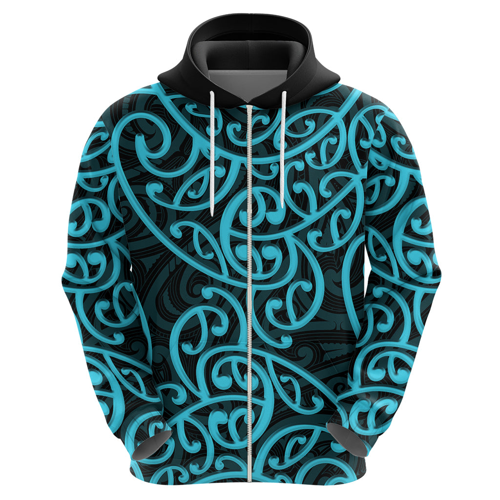 New Zealand Hoodie Maori Pattern Light Blue LT6 - Vibe Hoodie Shop