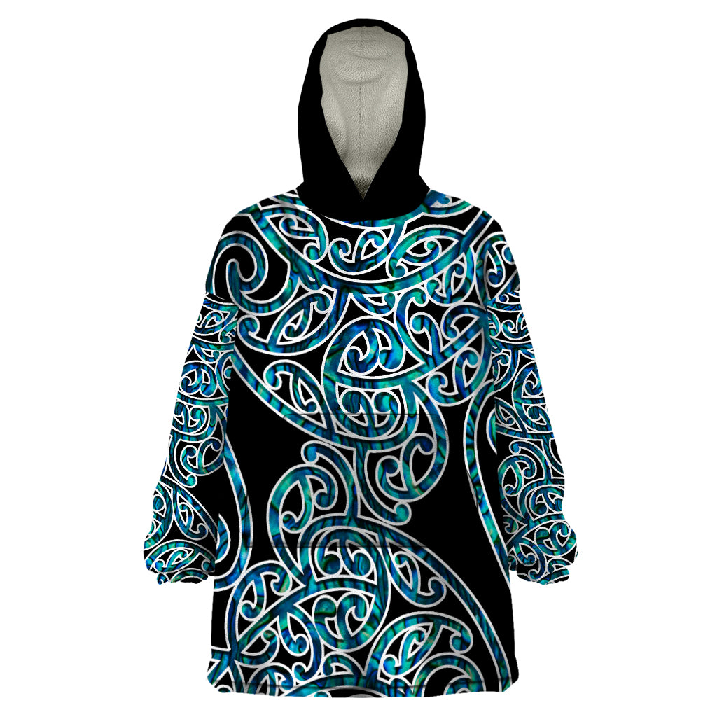 New Zealand Wearable Blanket Hoodie Maori Pattern Papua Shell - Vibe Hoodie Shop