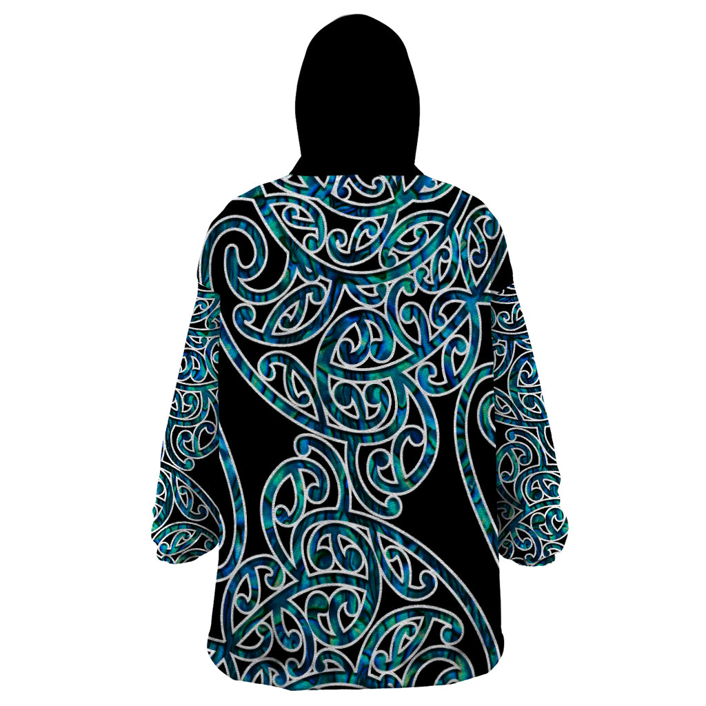 New Zealand Wearable Blanket Hoodie Maori Pattern Papua Shell - Vibe Hoodie Shop