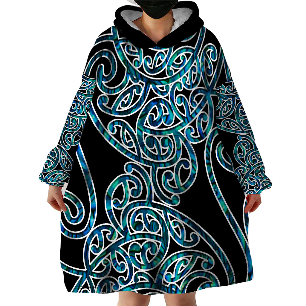 New Zealand Wearable Blanket Hoodie Maori Pattern Papua Shell - Vibe Hoodie Shop