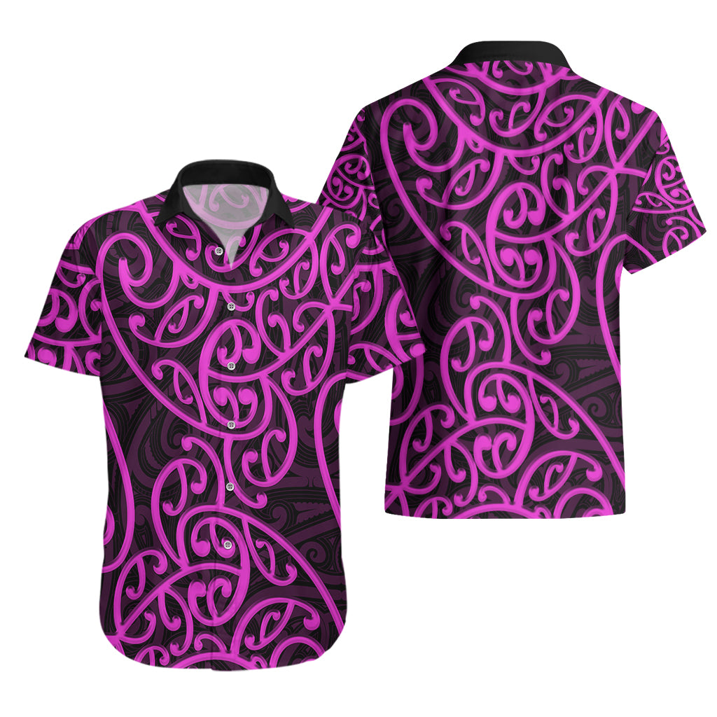 New Zealand Hawaiian Shirt Maori Pattern Purple - Vibe Hoodie Shop