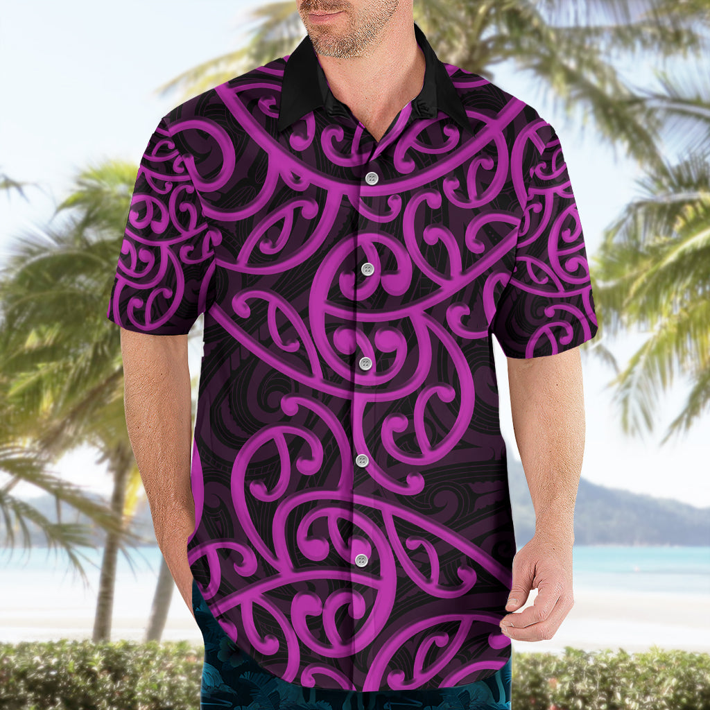 New Zealand Hawaiian Shirt Maori Pattern Purple - Vibe Hoodie Shop