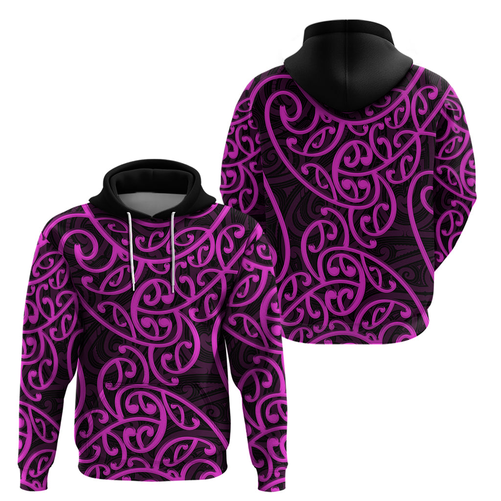 New Zealand Hoodie Maori Pattern Purple LT6 - Vibe Hoodie Shop