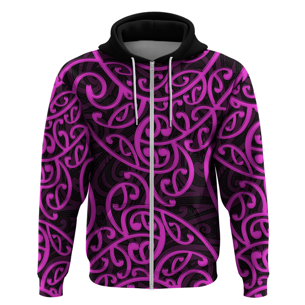 New Zealand Hoodie Maori Pattern Purple LT6 - Vibe Hoodie Shop