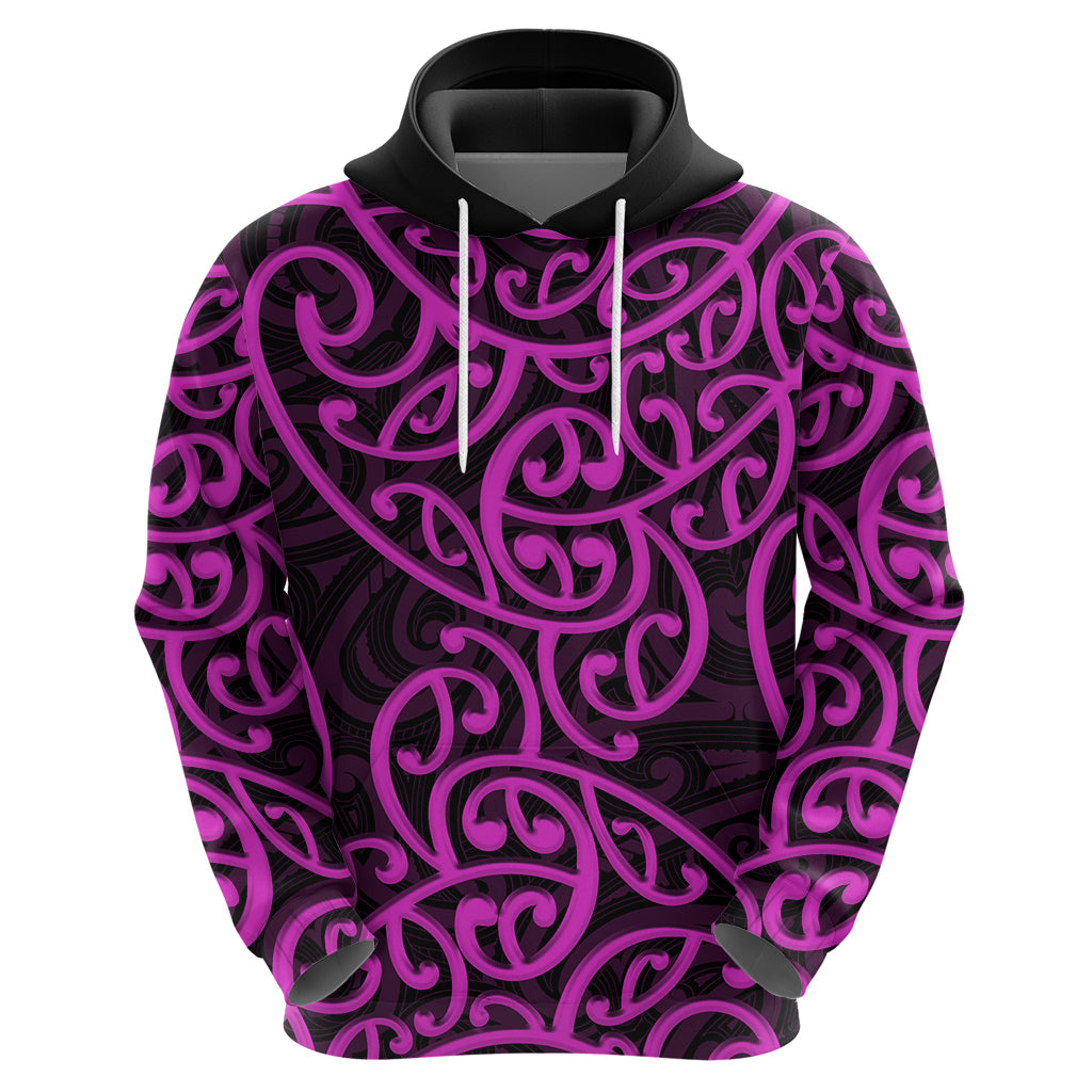 New Zealand Hoodie Maori Pattern Purple LT6 - Vibe Hoodie Shop