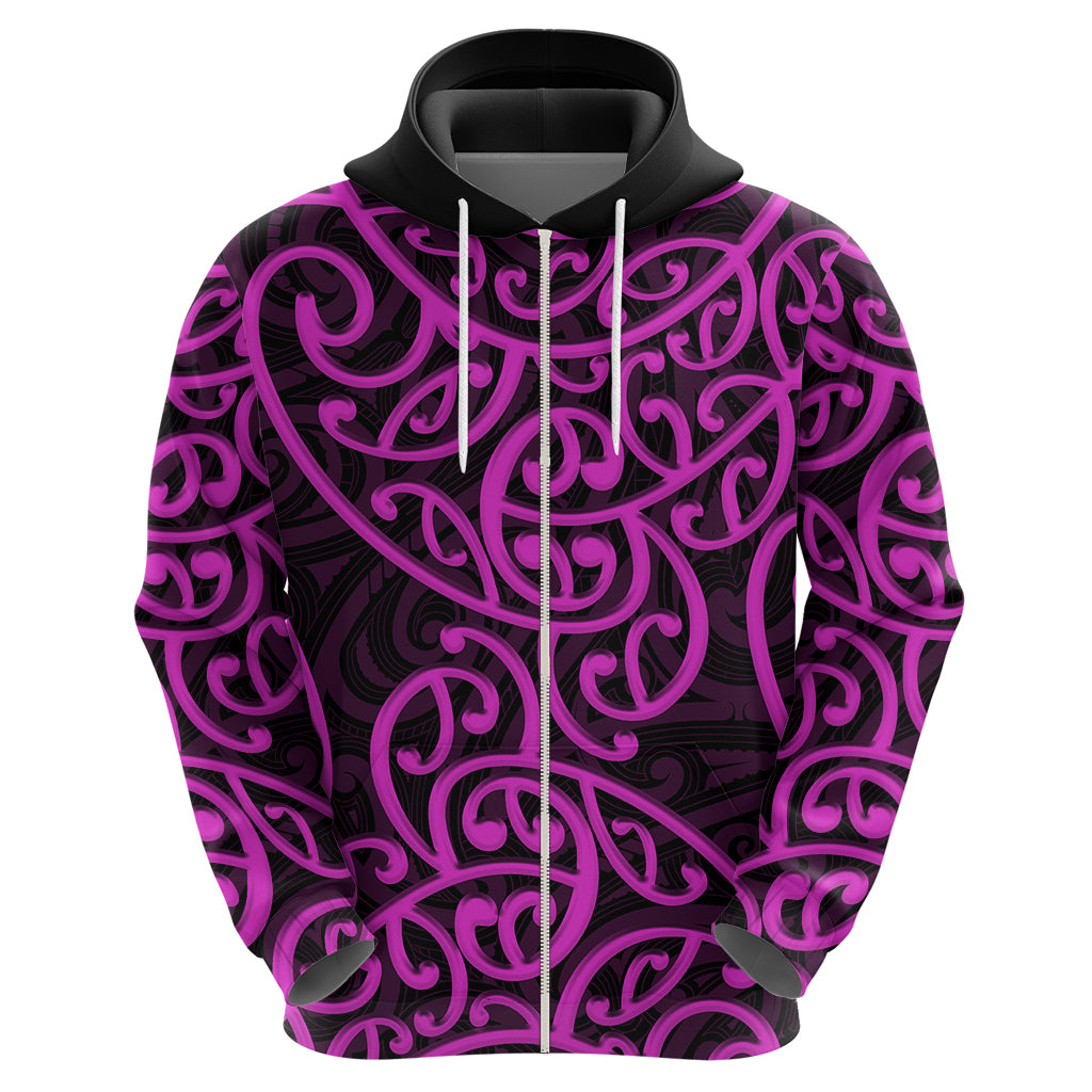 New Zealand Hoodie Maori Pattern Purple LT6 - Vibe Hoodie Shop